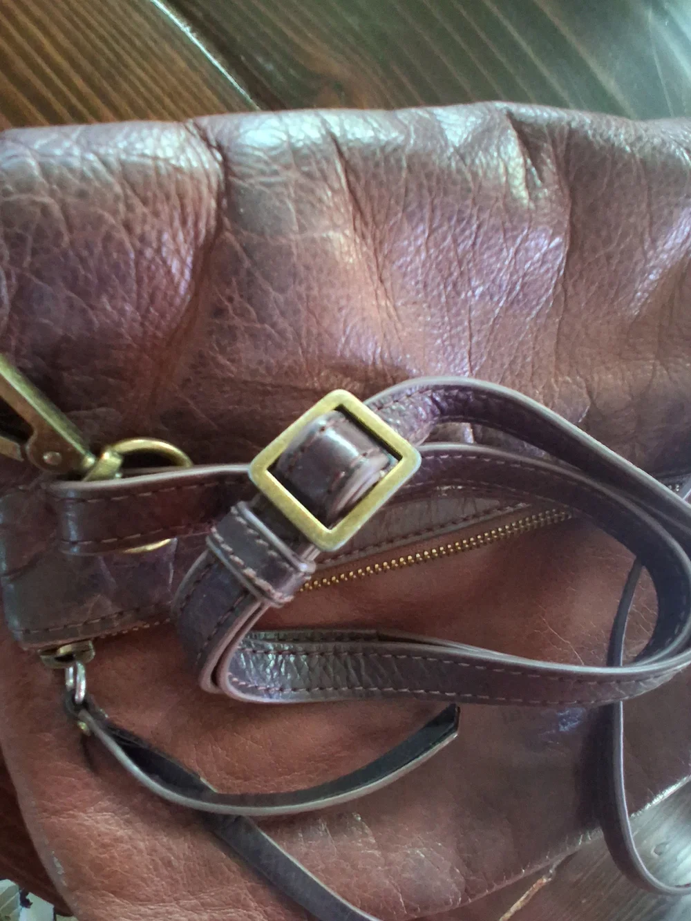 Margot New York Distressed Brown Geniune Leather Fold-Over Crossbody Bag Y2k